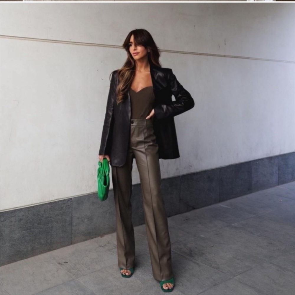 ZARA FULL LENGTH FAUX LEATHER FRANCOISE PANTS - Picture 3 of 11